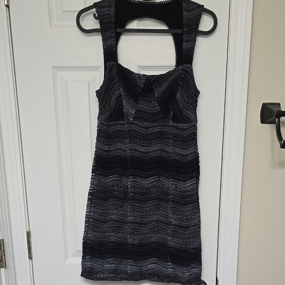 Free People Black & Gray Women's Mini Dress